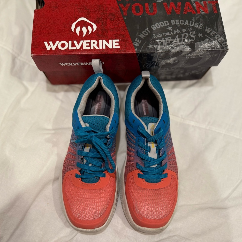 Wolverine Coral and Blue Bolt Durashocks Work Shoes - Picture 11 of 12